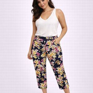 Anthropologie Cartonnier Floral Print Crop Ankle Pants